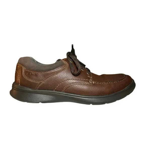 Clark’s Men’s Bradley Vibe Tan Tumbled Leather Shoes Brown Size 10 - Picture 5 of 9